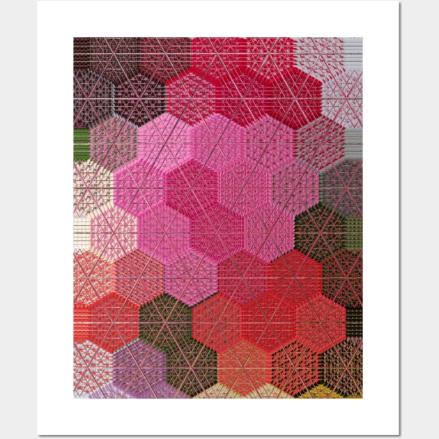 Hexagon brodery decorative pattern Wall Art by COLORAMA